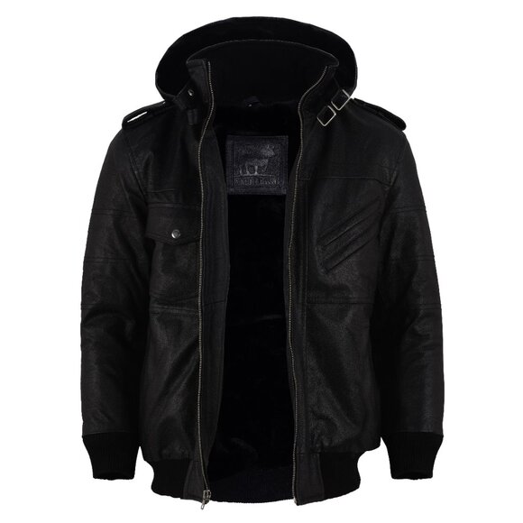 AMJ Lloyd Stylish Black Diamond Original Cowhide Leather Jacket - Picture 7 of 11